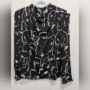 Zara Black and White Abstract Blouse
